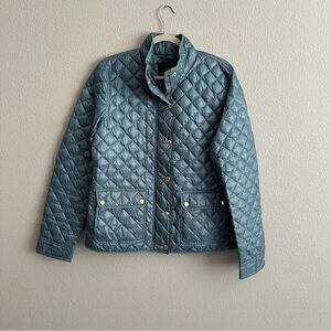 J. Crew Teal Quilted Field Down Puff Jacket Large Tall